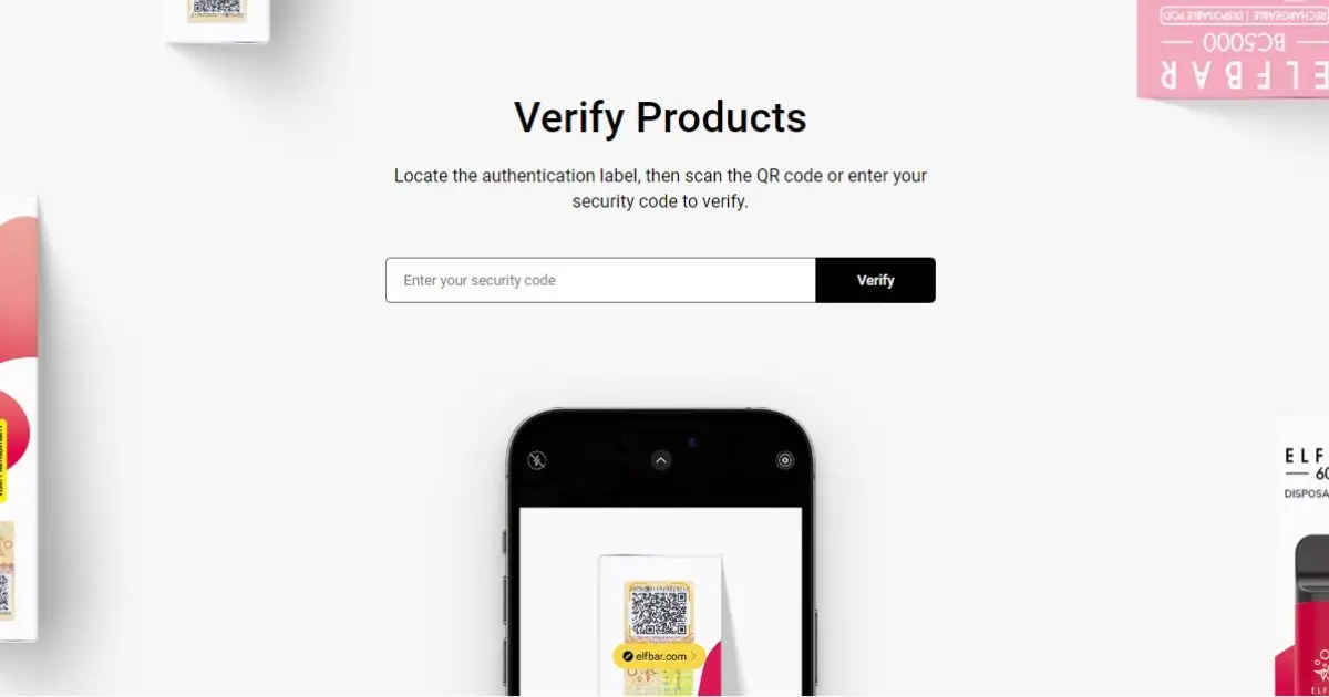 ELF Bar product authenticity verification service